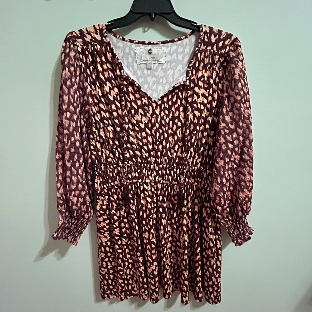 Cupio Smocked Mini Cheetah Mini Dress